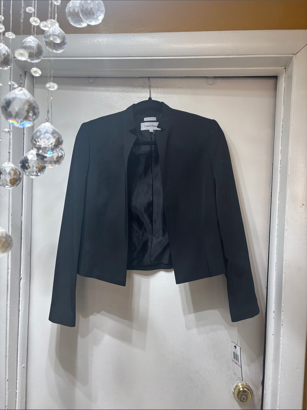 Calvin Klein Black Cropped Open-Front Blazer
